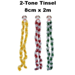 Two-Tone Christmas Tinsel 8cm x 2m - Assorted
